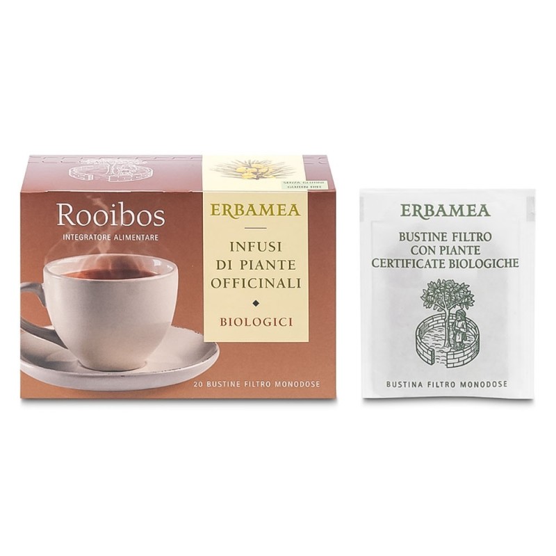 Erbamea
Rooibos tea
infuso di piante officinali
20 bustine filtro monodose