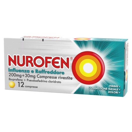 Nurofen influenza raffreddore confezione da 12 compresse febbre - congestione nasale - dolori