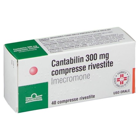 Cantabilin
300 mg compresse rivestite
Imecromone
uso orale
confezione da 40 compresse rivestite