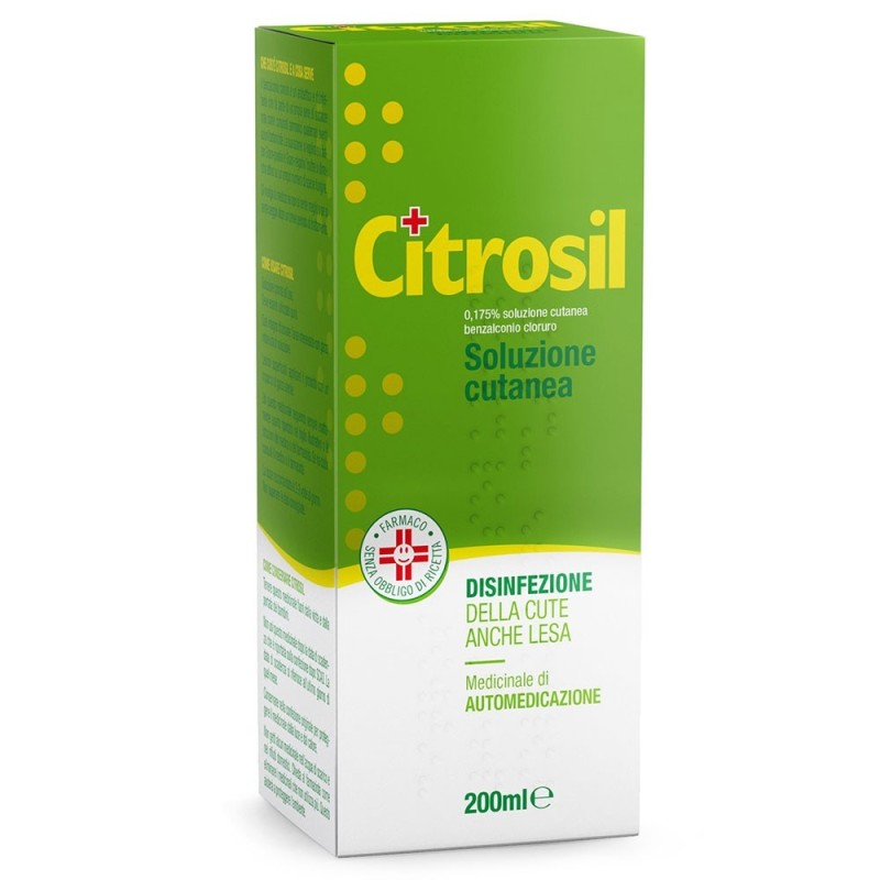 Citrosil
0,175% soluzione cutanea
bezalconio cloruro
disinfezione della cute anche lesa