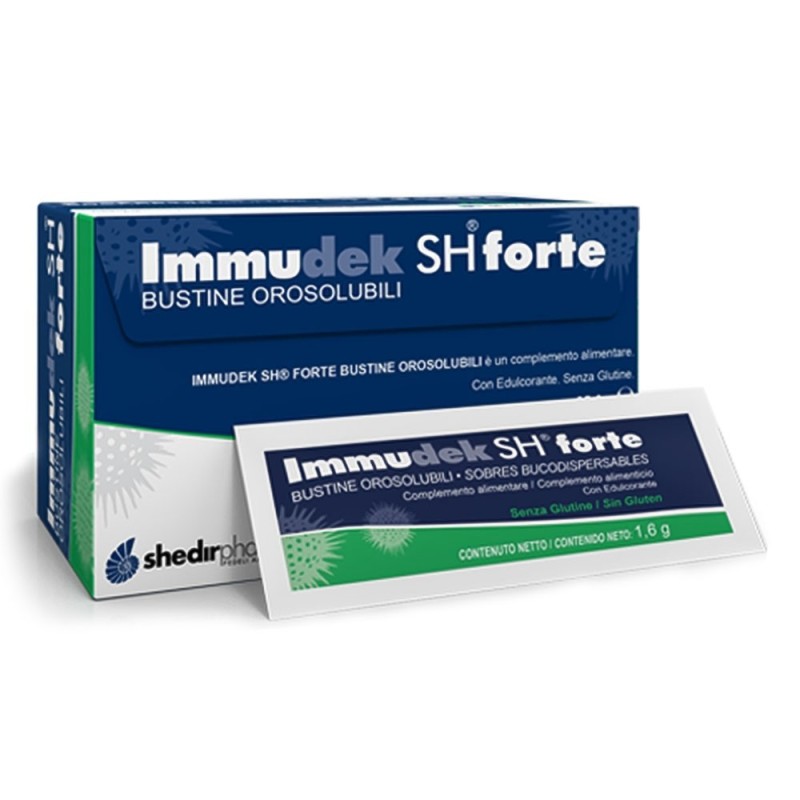 Immudek SH forte
con edulcorante | senza glutine
Confezione da 16 bustine orosolubili