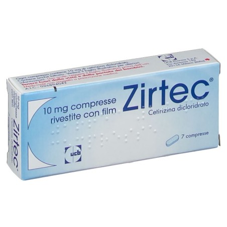 Zirtec
10 mg compresse rivestite
Cetirizina dicloridrato
confezione da 7 compresse rivestite con film