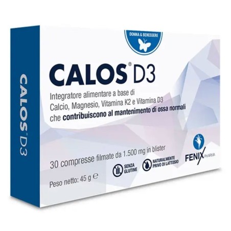 Calos D3
Integratore alimentare a base di Calcio, Magnesio, Vitamina K2 e Vitamina D3
