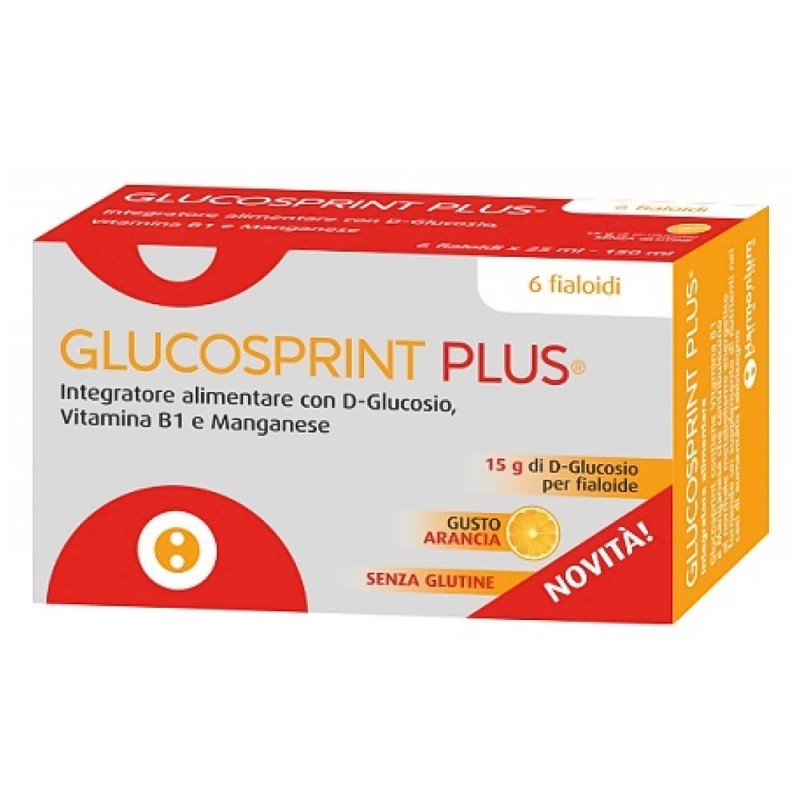 Glucosprint Plus
Integratore alimentare con D-Glucosio, Vitamina B1 e Manganese.