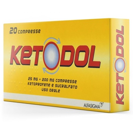 Ketodol
Utile in caso di mal di testa e altri dolori come mal di denti, mal di schiena o dolori mestruali e osteoarticolari.