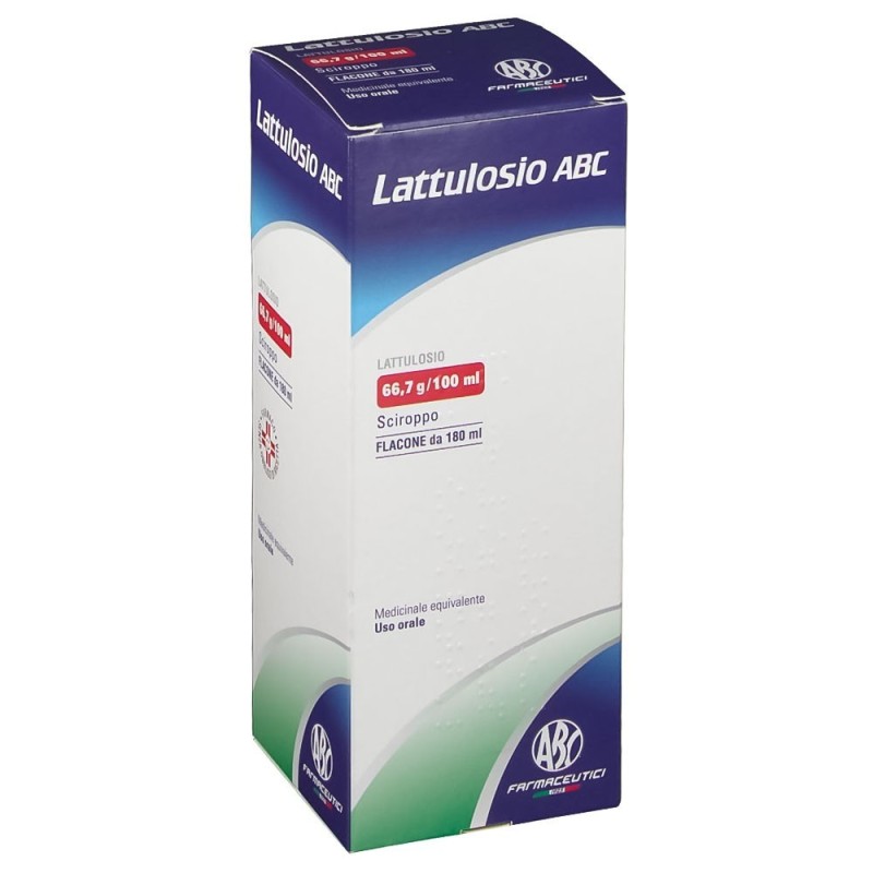 Lattulosio ABC
66,7 g/100 ml sciroppo
medicinale equivalente
uso orale
flacone da 180 ml