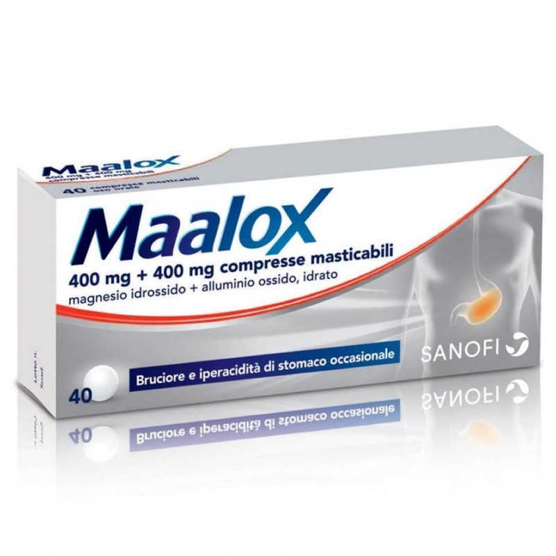 Maalox 
400 mg + 400 mg compresse masticabili Bruciore e ipersensibilità di stomaco occasionale