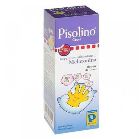 Pisolino
gocce
Integratore alimentare di melatonina
con fruttosio | edulcorante | senza glutine
Flaconcino da 15 ml