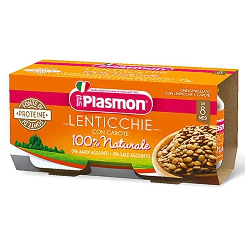 Plasmon homogénéisé lentilles aux carottes 8 mois 2x80 g