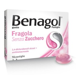 Benagol fragola senza zucchero confezione da 16 pastiglie