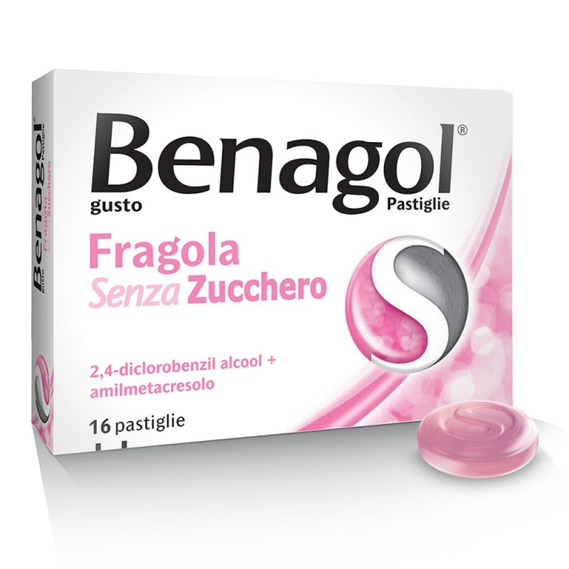 Benagol fragola senza zucchero confezione da 16 pastiglie