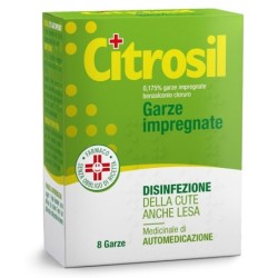 Citrosil
0,175% garze impregnate
benzalconio cloruro
disinfezione della cute anche lesa
medicinale di automedicazione