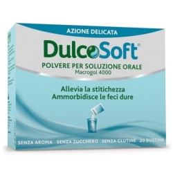 DulcoSoft
polvere per soluzione orale
Macrogol 4000
Allevia la stitichezza, ammorbidisce le feci dure.