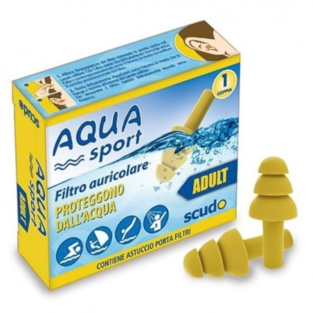 Scudo
Acqua sport
filtro auricolare
proteggono dall'acqua
per adulti
contiene astuccio portafiltro
confezione 1 coppia