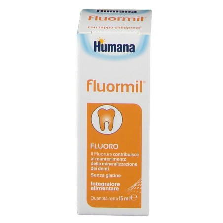 Humana
Fluormil
Integratore alimentare
Il fluoruro contribuisce al mantenimento della mineralizzazione dei denti