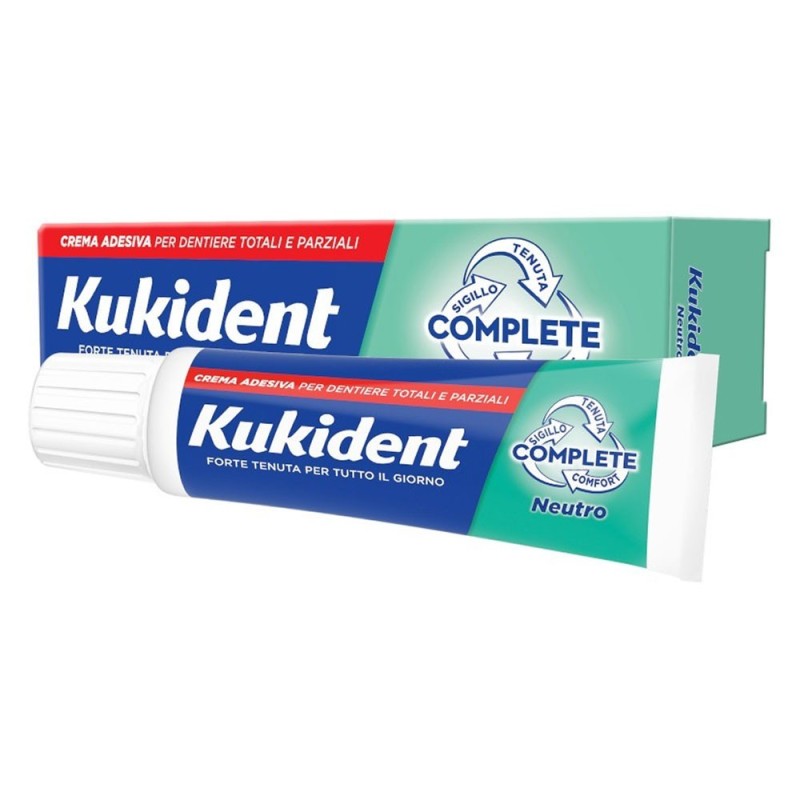 Kukident
Complete
Neutro
Crema Adesiva Per Protesi Dentarie
forte tenuta per tutto il giorno