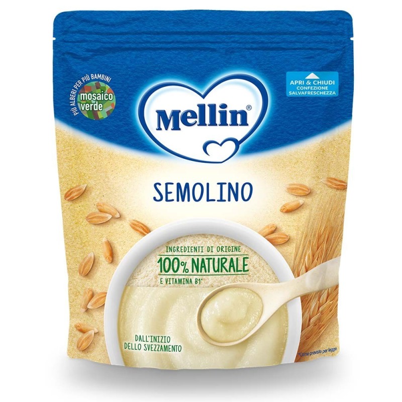Mellin
crema semolino
Ingredienti di origine 100% naturale, e vitamina B1