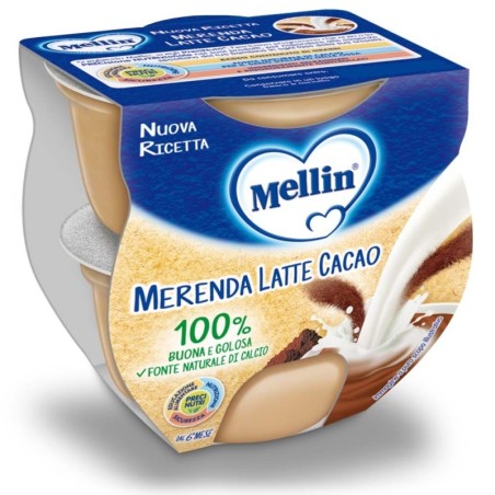 Mellin
merenda
latte cacao
100% buona e golosa, fonte naturale di calcio
6 mesi+