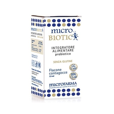Micro Biotic
gocce
Integratore alimentare probiotico
senza glutine
Flacone contagocce da 7,5 ml
