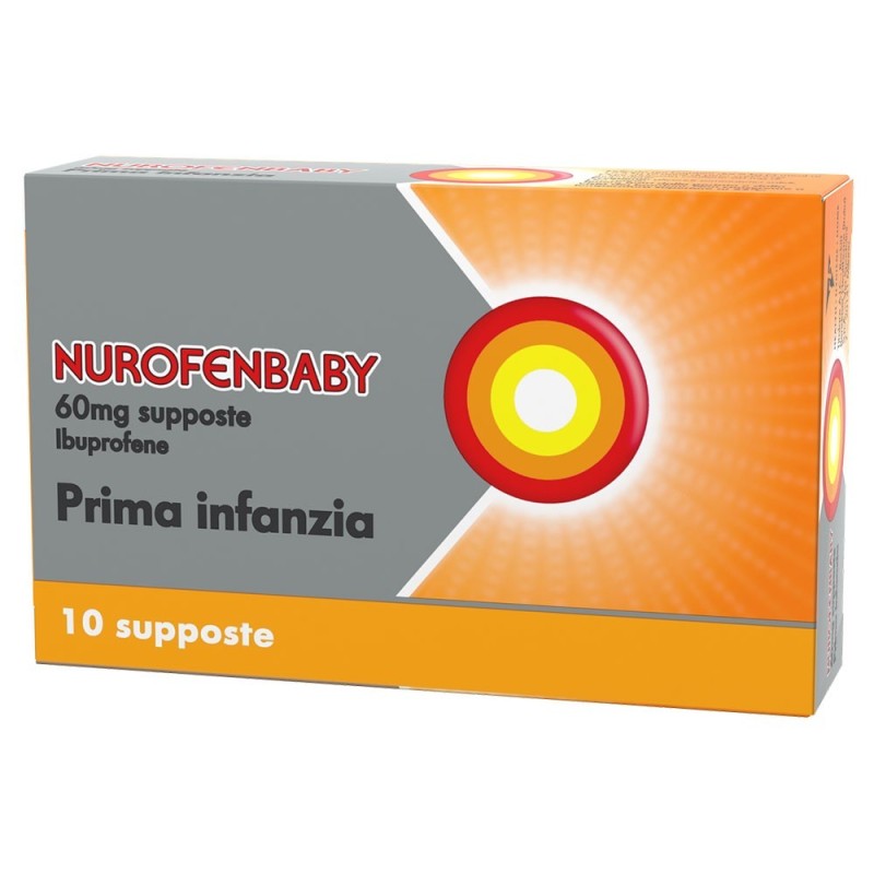 Nurofenbaby
60 mg supposte
Prima infanzia
Ibuprofene
confezione da 10 supposte