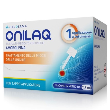 Onilaq
5% smalto medicato per unghie
Amorolfina
Trattamento delle micosi delle unghie
con tappo applicatore