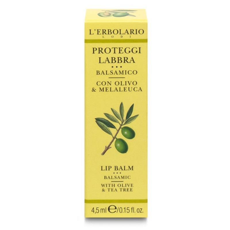 L'Erbolario
proteggi labbra
balsamico
Stick per le labbra protettivo All'Olivo e alla Melaleuca (Tea tree oil)