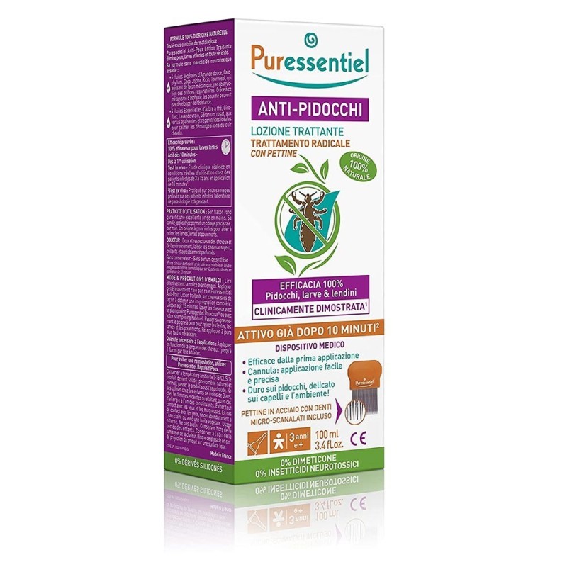 Puressentiel
anti-pidocchi
trattamento completo lozione + pettine
flacone da 100 ml