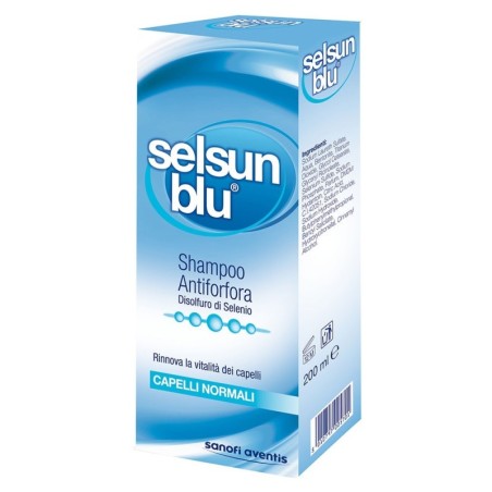 Selsun blu
shampoo antiforfora
disolfuro di selenio
rinnova la vitalità dei capelli