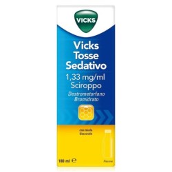 Vicks
tosse sedativo
1,33 mg/ml sciroppo
Destrometorfano bromidrato
con miele, uso orale
flacone da 180 ml