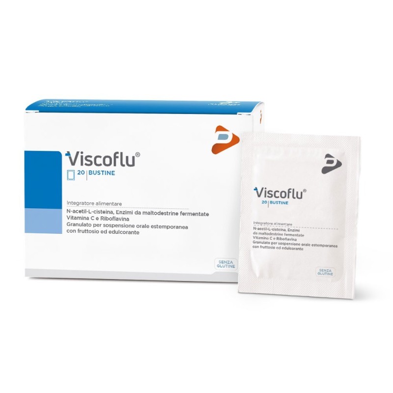 Viscoflu
bustine
N-acetil-L-cisteina, enzimi da maltodestrine fermentate, vitamine C e riboflavina.