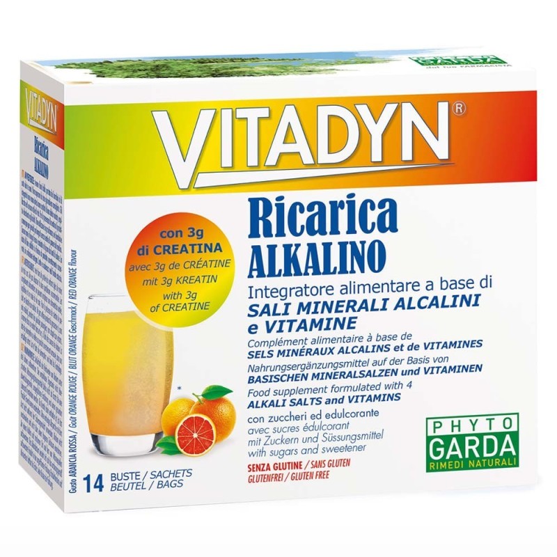 Vitadyn
ricarica alkalino
Integratore alimentare a base di sali minerali alcalini e vitamine