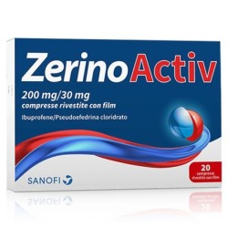 ZerinoActiv
200 mg + 30 mg compresse
ibuprofene/pseudoefedrina cloridrato
scatola da 20 compresse rivestite con film