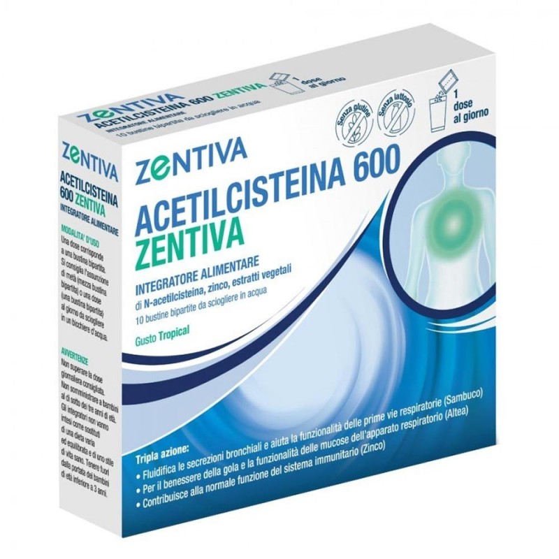 Zentiva
Acetilcisteina 600
Integratore alimentare di N-Acetilcisteina, Zinco, estratti vegetali.