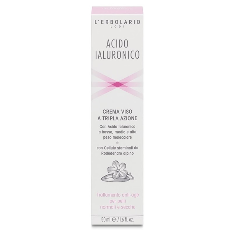 L'Erbolario crema facial de triple acción con ácido hialurónico 50 ml