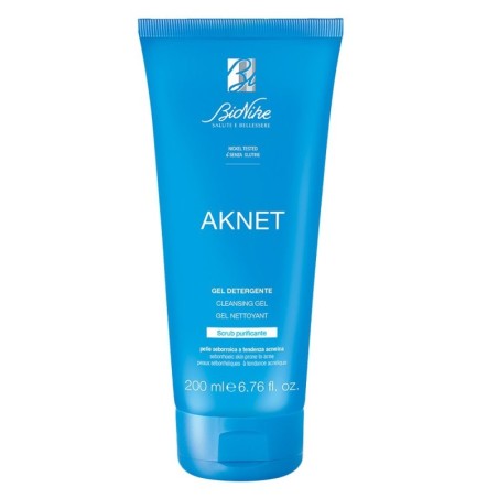 BioNike
Aknet
gel detergente
scrub purificante
pelle purificata e levigata, pelle a tendenza acneica
tubo da 200 ml