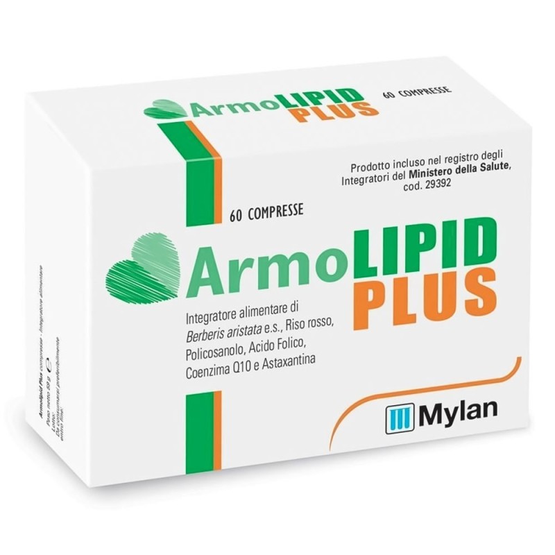 ArmoLIPID PLUS Berberis aristata e.s., riso rosso, policosanolo, acido folico, coenzima Q10 e Astaxantina.