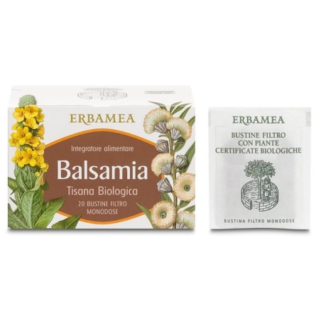 Erbamea
Balsamia
tisana biologica
per alleviare i fastidi delle prime vie respiratorie