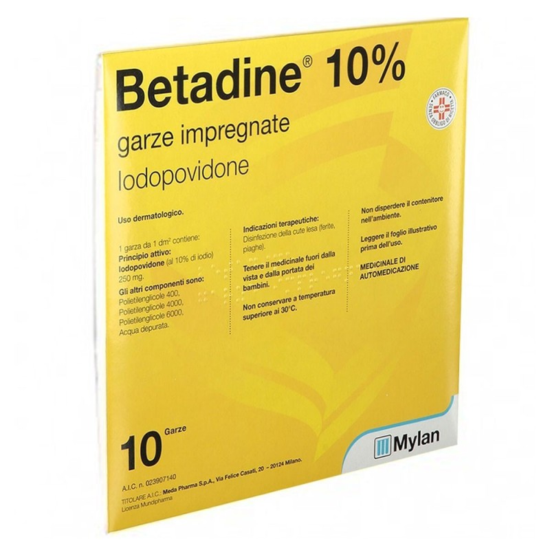 Betadine 10 gazes imprégnées 10x10 cm