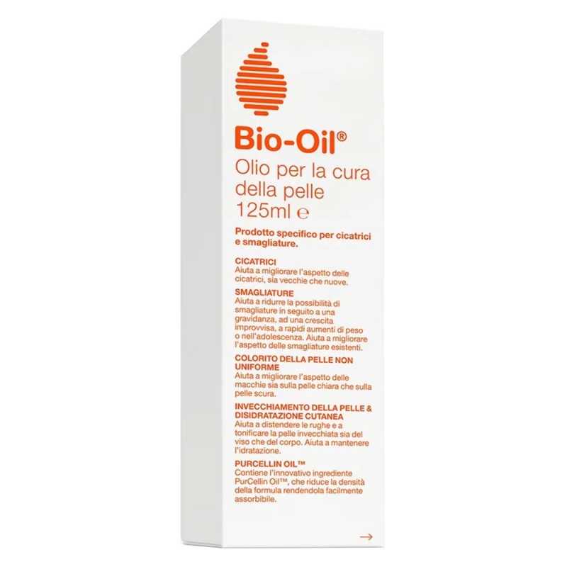 Bio-Oil
Olio per la cura della pelle
prodotto specifico per cicatrici e smagliature
flacone da 125 ml