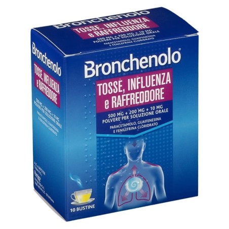 Bronchenolo
tosse, influenza e raffreddore
500 mg + 200 mg +10 mg polvere per soluzione orale