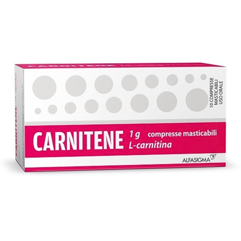 Carnitene
1g compresse masticabili
L-carnitina
uso orale
scatola da 10 compresse masticabili