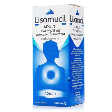 Lisomucil
750 mg/15 ml sciroppo con zucchero
carboisteina
Adulti