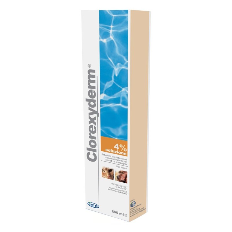 Clorexyderm
soluzione 4% schiuma
per cani e gatti
flacone spray da 250 ml