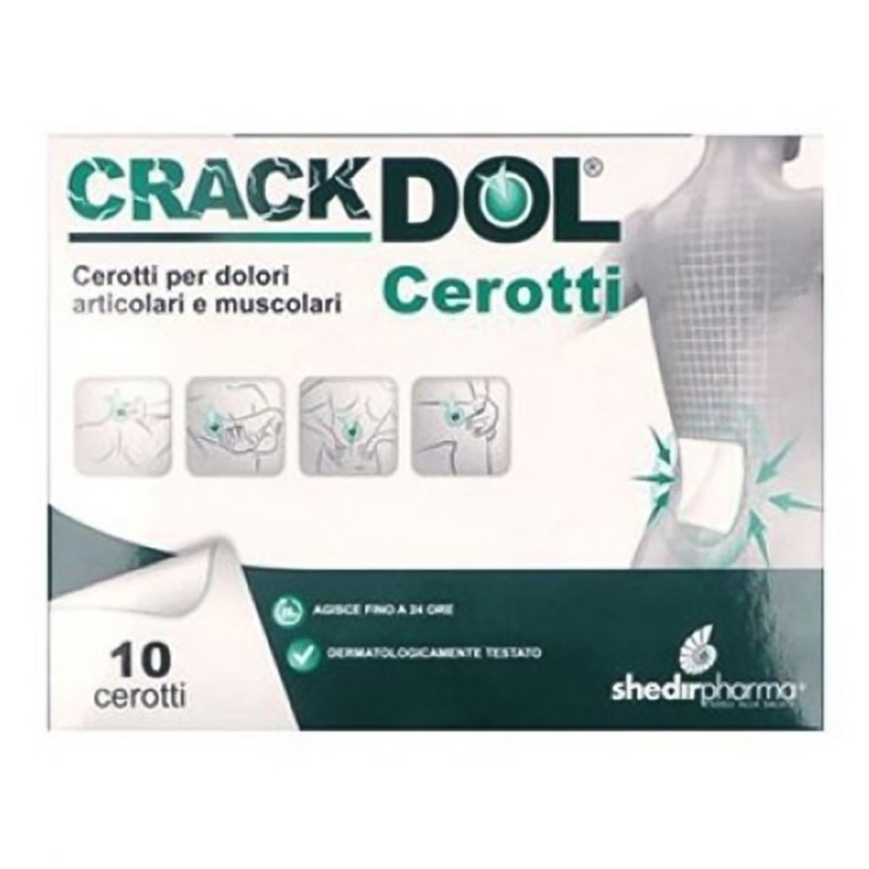 Crackdol
cerotti per dolori articolari e muscolari
agisce fino a 24 ore
dermatologicamente testato
confezione da 10 pezzi