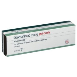 Daktarin
20 mg/g gel orale
Miconazolo
Uso orale
un tubo da 80 g con cucchiaino dosatore