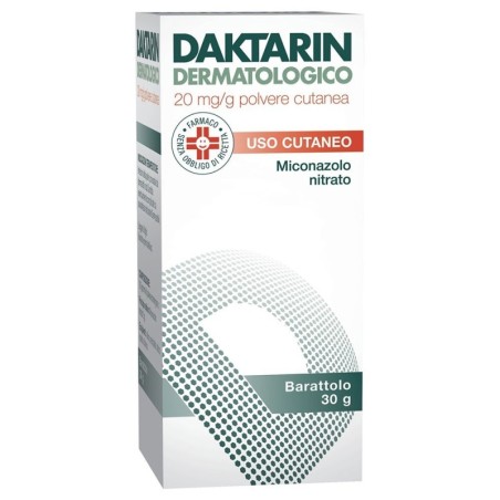 Daktarin
dermatologico
20 mg/g polvere cutanea
Miconazolo nitrato
uso cutaneo
barattolo da 30 g