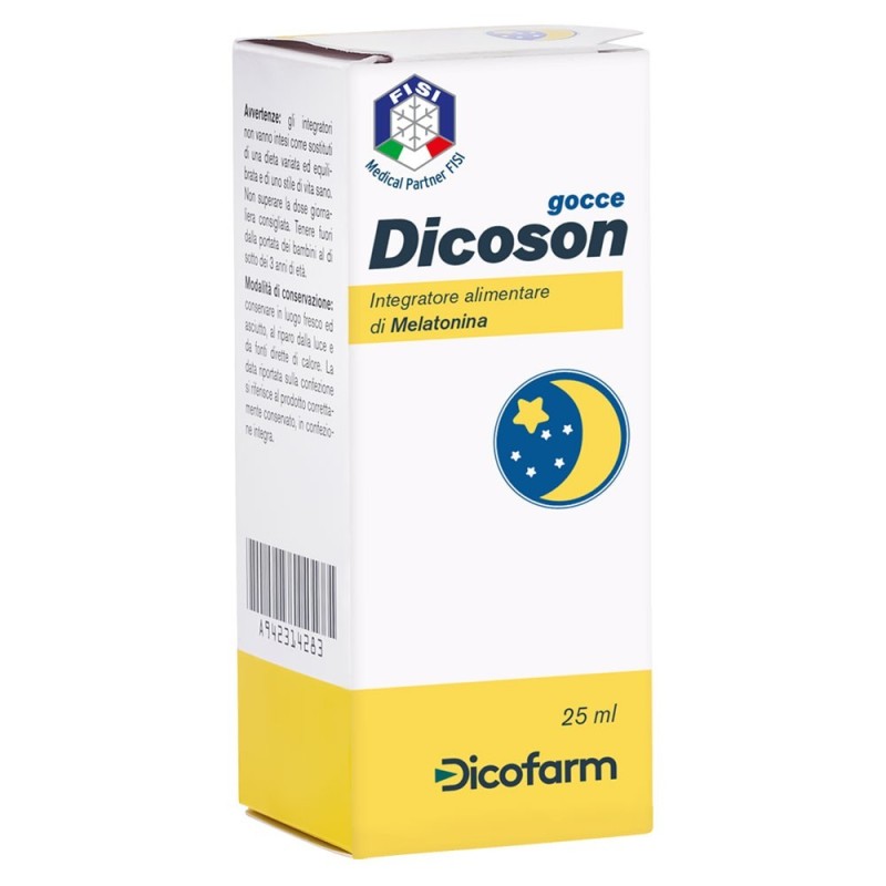 Dicoson
gocce
Integratore alimentare di Melatonina
flaconcino da 25 ml