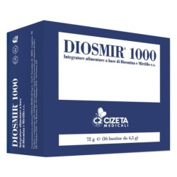 Diosmir 1000
Integratore alimentare a base di Diosmina e Mirtillo e.s.
scatola da 16 bustine da 4,5 g
