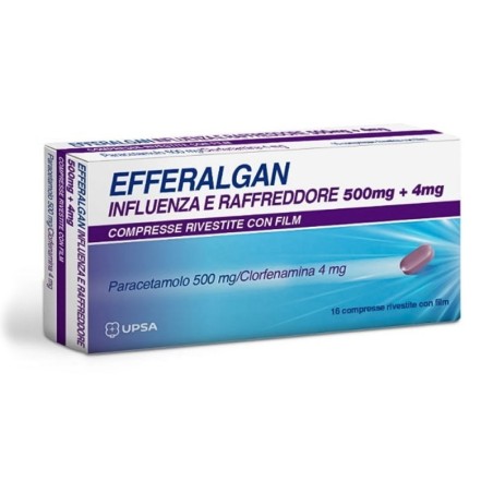 Efferalgan
influenza e raffreddore
500 mg + 4 mg
paracetamolo 500 mg/clorfenamina 4 mg