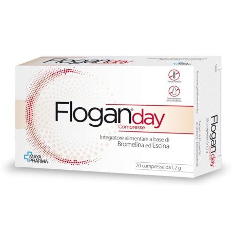 Floganday
Integratore alimentare a base di Bromelina ed Escina
senza lattosio, senza glutine
scatola 20 compresse da 1,2 G